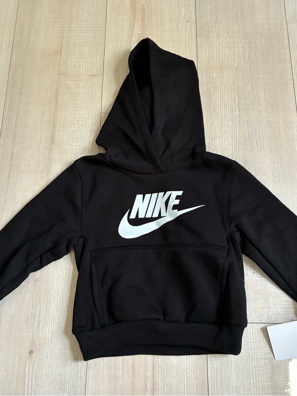 Nike Black Kids Pullover Hoodie with White Swoosh